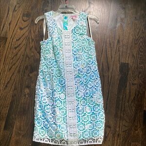 Lilly Pulitzer Turquoise and White Lace Dress